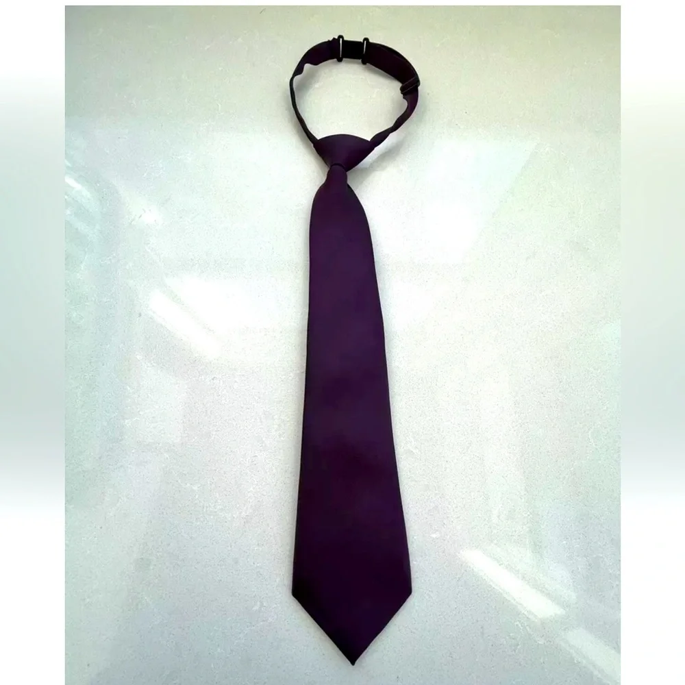 R Junior Necktie Boys Size 4-7 Yrs Old, Plum/Purple Woven Tie
